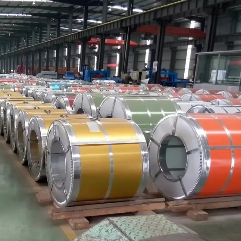 Worker processing steel coil in China manufacturing facility